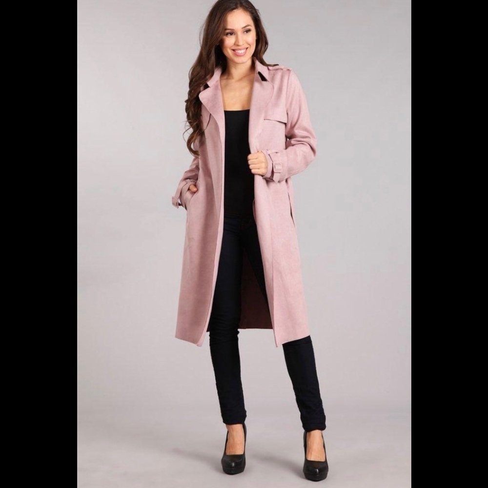 Faux Suede Trench Jacket